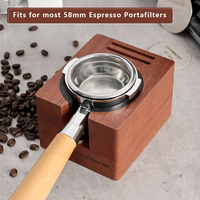 Support Carré Réutilisable en Noyer Naturel pour Tamper à Café, Support de Porte-Filtre, Organisateur de Tamper et Accessoires pour Machine à Expresso