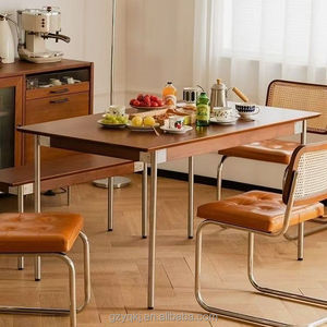 Mesa de comedor de madera maciza de estilo japonés nórdico de mediados de siglo con sillas, diseño pequeño Rectangular Medieval para uso en hoteles - Product Image 1