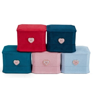 Trendy Modern Rectangle Jewelry Packaging <b>Boxes</b> Heart Button Design for Valentine's Day Gift Sets Including Rings Pendants - Product Image 4
