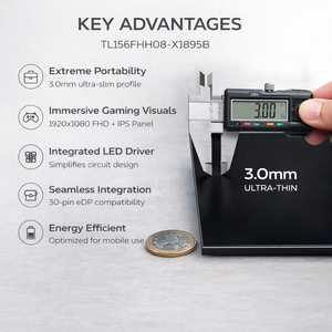 15,6 Zoll 3,0mm Ultra Slim FHD 1080P EDP IPS <span class=keywords><strong>Laptop</strong></span> <span class=keywords><strong>LCD</strong></span>-Anzeigemodul für Erweiterungsmonitore & Industrielle Eingebettete Systeme - Product Image 4