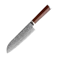 Couteau de chef artisanal Damascus VG10, manche en bois de santal rouge massif, lame de 18 cm, couteau à découper la viande léger et luxueux, ambidextre