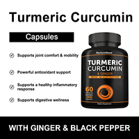 Capsules personnalisées de curcuma et de curcumine avec gingembre et poivre noir, 1380 mg par portion, 60 capsules, complément alimentaire, marque privée OEM