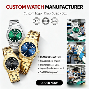 นาฬิกาสปอร์ตหรูสำหรับผู้ชาย Shenzhun B2B OEM หน้าปัดกระจก ตัวเรือนสแตนเลสสตีล ระบบควอตซ์ ออกแบบโลโก้ได้ตามต้องการ - Product Image 1
