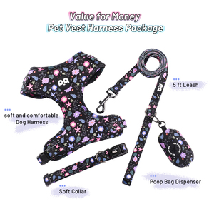 도매 럭셔리 패션 간단한 L 맞춤형 크로스 보더 애완 동물 개 하네스 조끼 단단한 폴리에스터 패딩 칼라 RIBBONS 버튼 - Product Image 2