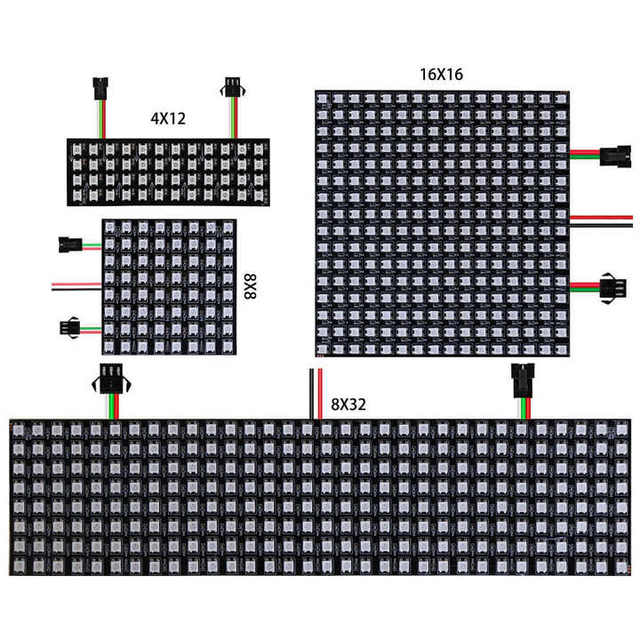 Custom DC12V WS2812B Matrix Panel 8x8 8x16 8x32 LEDs Animation Programming Effects Addressable LED Pixel Full Color Screen