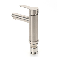 Robinet de lavabo de salle de bain moderne en acier inoxydable 304 gris bronze, monocommande, à une seule trouée, finition brossée, en céramique