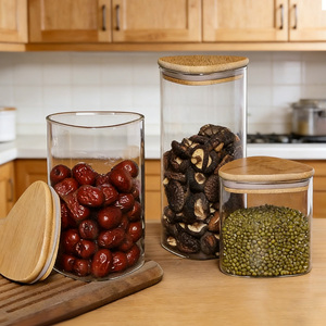 Organisateur de cuisine triangulaire pour sucre, sel, épices, herbes, aliments, grains de café, bocaux en verre avec couvercle en bambou hermétique, récipient - Product Image 4