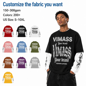 Camiseta Gráfica de Manga Larga con Hombros Caídos y Capas de Algodón Pesado, Top de Moda para <span class=keywords><strong>Ropa</strong></span> <span class=keywords><strong>Urbana</strong></span> Masculina OEM - Product Image 1