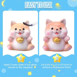 50ml 100mL Barniz de <span class=keywords><strong>arcilla</strong></span> seco al aire Acabado mate brillante Pinturas acrílicas impermeables y resistentes a los arañazos <span class=keywords><strong>para</strong></span> cerámica artesanal - Product Image 2