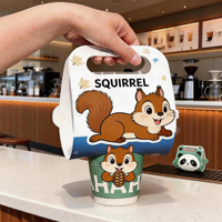 Porte-gobelets à café à emporter personnalisés, lot de 2 porte-gobelets en papier avec logo personnalisé, en forme de boisson, avec poignée