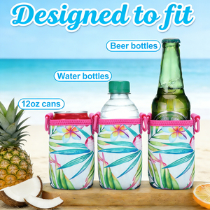 Porta Latas Personalizado con Logotipo, Azul y Blanco a Rayas, para Bodas, Enfriador de Latas de Cerveza, Porta Latas para Bebidas, con Correa - Product Image 2