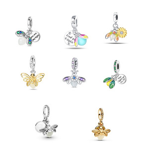 Abalorio Colgante de <span class=keywords><strong>Plata</strong></span> de Ley <span class=keywords><strong>925</strong></span> con Diseño de Luciérnaga que Brilla en la Oscuridad, Estilo <span class=keywords><strong>Pandora</strong></span> - Product Image 1