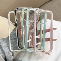 Luxe Bonbons Couleur Cadre Clair Retour Téléphone étui pour iphone 17 16 15 14 13 12 Pro Max 11 16PLUS 17 Acrylique Antichoc 3 en 1 Couverture