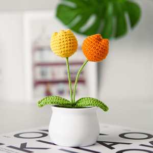 All'ingrosso a buon mercato a mano Crochet tessitura artificiali a maglia <span class=keywords><strong>fiori</strong></span> lavanda e loto in vaso decorazioni vegetali per la laurea - Product Image 6