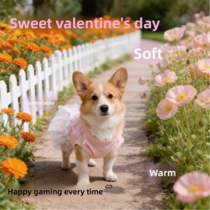 Vestido para Cães Primavera Verão Estilo Princesa Fino com Estampa de Flor de Pessegueiro para Cães de Pequeno e Médio Porte - Product Image 4