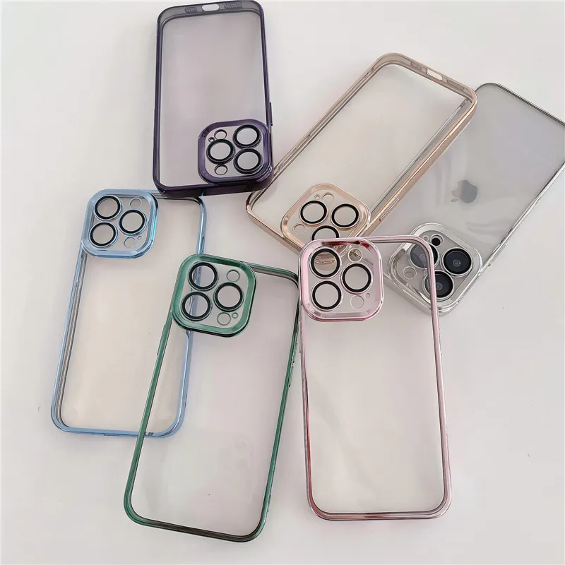 plating metal bumper lens clear case for iphone 11,for iphone 14 pro case hard plastic