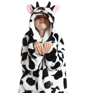 Plush Wearable Blanket <strong>Hoodie</strong> for Kids Custom Sherpa <strong>Oversized</strong> Sweatshirt Baby <strong>Snuggles</strong> Hood Blanket With Large Pocket - Product Image 1