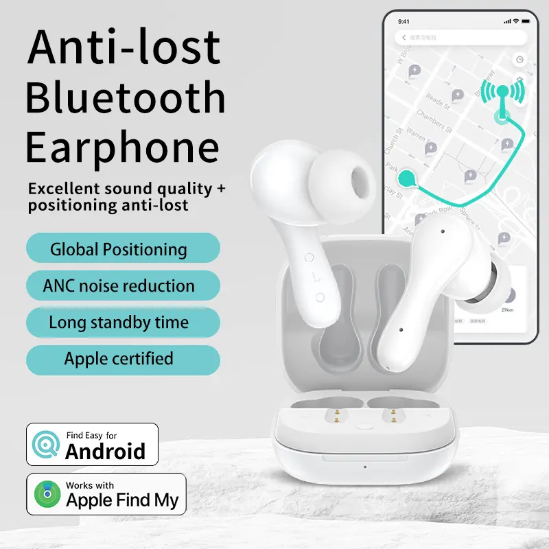 MFi Certified noise reduction and high-quality audio wireless headphones with find my anti loss function suitable for iphone