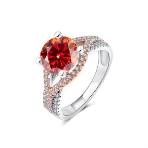 Bijoux de haute qualité, coupe ronde, 2 carats, VVS, GRA, moissanite colorée, bijoux en diamant, argent S925, plaqué or rose, anneaux bicolores - Product Image 5