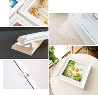 Boîte à souvenirs DIY 3D pour empreintes de mains et de pieds de bébé, couleur or et argent, avec impression UV, pour affichage mural ou sur table