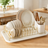 Égouttoir à vaisselle en acier inoxydable avec bac de récupération en PP, support de comptoir de cuisine pour assiettes et bols, organisateur de couverts OEM ODM