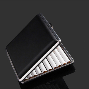 Étui à cigarettes <span class=keywords><strong>en</strong></span> <span class=keywords><strong>cuir</strong></span> PU automatique, 20 pièces, personnalisé, porte-carte avec Clip <span class=keywords><strong>en</strong></span> métal, à cigarettes, vente <span class=keywords><strong>en</strong></span> gros, collection 2020 - Product Image 2
