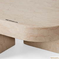 Table basse d'extérieur de qualité supérieure en marbre poli à la main à grain unique Style minimaliste moderne Utilisation par tous les temps pour les hôtels