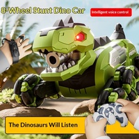 4DRC Dinosaurier Ferngesteuertes Auto aus Kunststoff, Elektrisch, Acht Räder, Sprühfunktion, Geräuschgesteuert, Kinderspielzeug, Geburtstagsgeschenk für Jungen