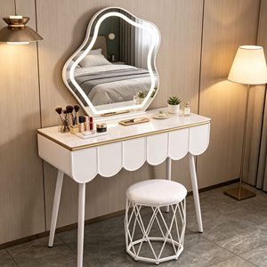 Modern Makeup Vanity <b>With</b> Lighted Mirror <b>Storage</b> Drawers Bedroom <b>Dressing</b> <b>Table</b> <b>With</b> Stool - Product Image 3