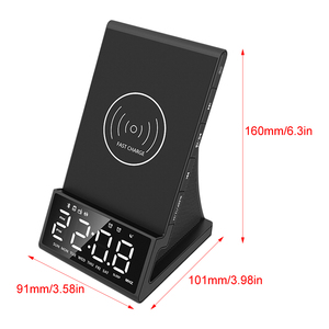 Support multifonction pour <span class=keywords><strong>smartphone</strong></span>, <span class=keywords><strong>chargeur</strong></span> sans fil, <span class=keywords><strong>radio</strong></span> FM, affichage de la date, <span class=keywords><strong>réveil</strong></span>, télécommande, haut-parleur Bluetooth - Product Image 3