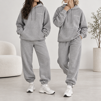 Ensemble de survêtement pour femme de haute qualité, personnalisé, décontracté, coupe longue et régulière, en molleton, 2 pièces, sweat-shirt et pantalon, écologique, 100% coton, hiver