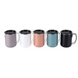 Stainless Steel <b>Insulated</b> Coffee <b>Mug</b> With Handle And Lid Vacuum Tumbler 12oz Portable Office <b>Travel</b> Cup - Product Image 5
