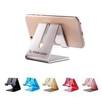 Soporte de Aluminio Portátil para Teléfono Celular con Logotipo Personalizado, Soporte Metálico Compacto de Escritorio para Promociones de Oficina