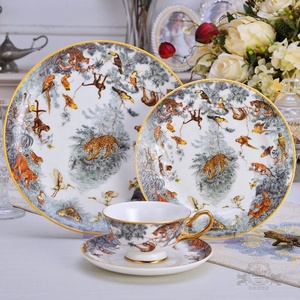 Home Decor Best Selling 4pcs Nordic Luxury Jungle Animals Dining Room Sets Porcelain <b>Dinnerware</b> Sets - Product Image 2