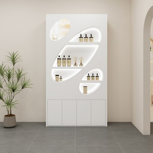 Vitrine de présentation moderne blanche sur mesure en MDF, unité d'étagère de vente au détail pré-assemblée, vitrine de magasin autoportante - Product Image 3