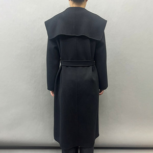 Vente en gros Manteau de laine long col <span class=keywords><strong>marin</strong></span> de luxe Trenchs double face en laine cachemire pour <span class=keywords><strong>femme</strong></span> avec ceinture - Product Image 2