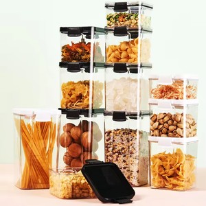 Ucuz toptan plastik temizle istiflenebilir mutfak depolama kavanoz seti - Product Image 3