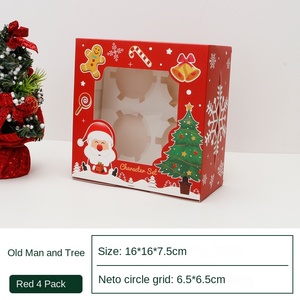Boîte à cupcakes et emballage pour tartelettes aux œufs, impression offset 4 ou 6 compartiments, pour Noël, pâtisseries, cadeaux et boîte à pommes de Noël - Product Image 6