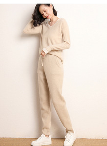 OEM/ODM-ropa para mujer, venta al por mayor, jersey para trotar, pantalones de chándal de lana para mujer, pantalones de punto cálidos de Cachemira - Product Image 3