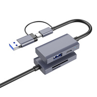 Adaptador de Lector de Tarjetas SD y TF con Hub USB3.0 4 en 1 de Doble Cabezal y Alta Velocidad, Apto para Computadora, Portátil, Teléfono, Unidad Flash USB