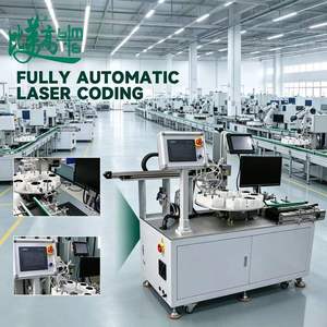 Machine de marquage laser à fibre optique avec caméra CCD, détection de type de plastique, bras robotique, table rotative et couvercle de lampe LED en plastique - Product Image 1