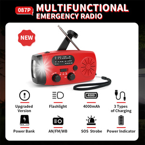 Outdoor <strong>Solar</strong> &amp; <strong>Hand</strong> <strong>Crank</strong> Dynamo Flashlight Emergency Weather Radio NOAA Weather Band 4000mAh Battery <strong>Power</strong> <strong>Bank</strong> LED Lighting - Product Image 2