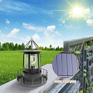 Faro giratorio, lámpara de baliza, luz Solar LED negra impermeable para patio al aire libre, valla, decoración de jardín - Product Image 5