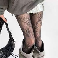 Vente en gros usine de bas pour femme en nylon, dentelle florale ajourée, fins, sexy, résille Y2K, noirs, anti-accroc