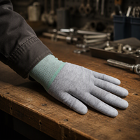 Gants antistatiques en fibre de carbone Jingya JY-212, revêtement PU sur les doigts, non jetables, pour l'électronique – Vente chaude