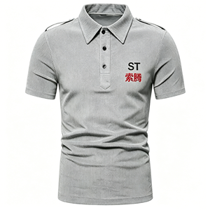 Exclusivo Cordón de Pana Casual para Camisa de Hombre, Manga Corta, Bordado, para Golf, con Logotipo Personalizado OEM - Product Image 5