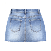 Mini-jupe en jean pour femme, taille basse, avec jupe intégrée, ourlet brut, haute élasticité, style urbain