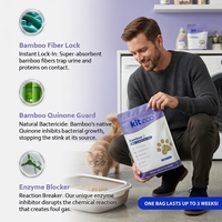 Litière pour chat en bambou biodégradable de qualité supérieure, 2,5 kg, à dissolution rapide, sans poussière, contrôle des odeurs, hautement absorbante, respectueuse de l'environnement