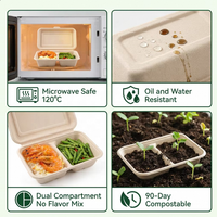Wegwerp suikerrietbagasse BPA-vrije deksel cateringdoos voor afhaalmaaltijden, biologisch afbreekbaar, magnetronbestendig, aanpasbaar voor sushi, gebak en desserts