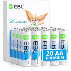 Piles alcalines AA EBL, lot de 20, 1,5 V, non rechargeables, longue durée, pour usage domestique, certification ROHS - Modèle - Product Image 1